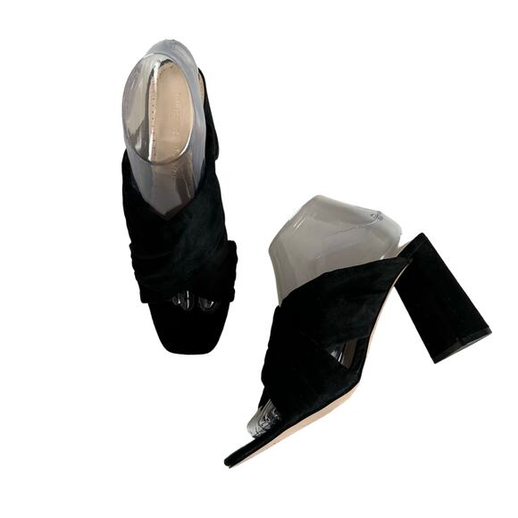 Adrienne Vittadini Women’s Genie Crossover Black Block Heel Sandals Size 8 - Picture 1 of 6